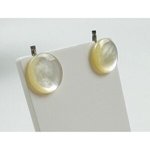 Vintage Men's Round Pearly White Button Toggle Cufflinks Cuff Links  .50" Across